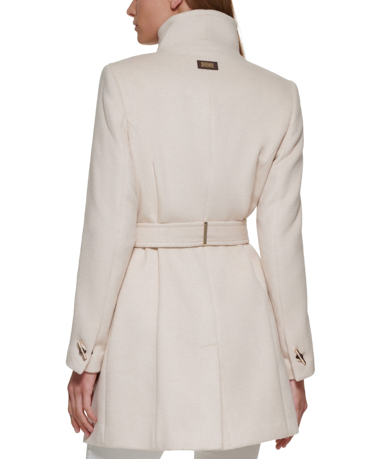 Calvin Klein Womens Asymmetrical Belted Wrap Coat, Created For Macys In Brown
