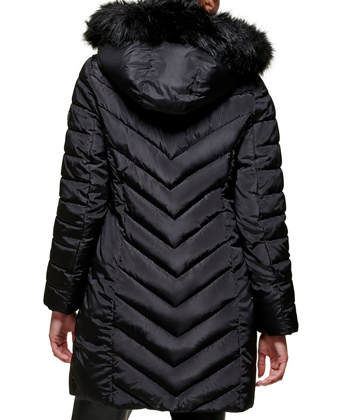 DKNY Women's FauxFurTrim Hooded WaterResistant Puffer Coat & Reviews