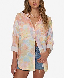 Juniors' Ansel Printed Button-Front Top