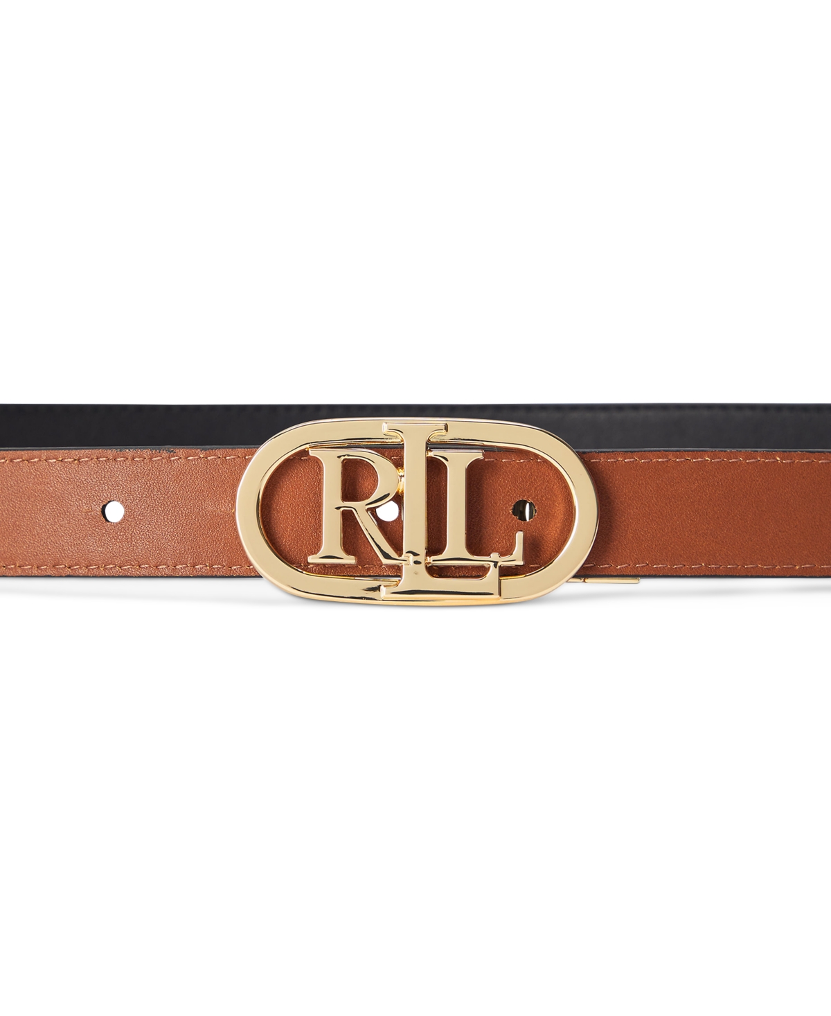 Shop Lauren Ralph Lauren Women's Logo Reversible Skinny Leather Belt In Black,tan