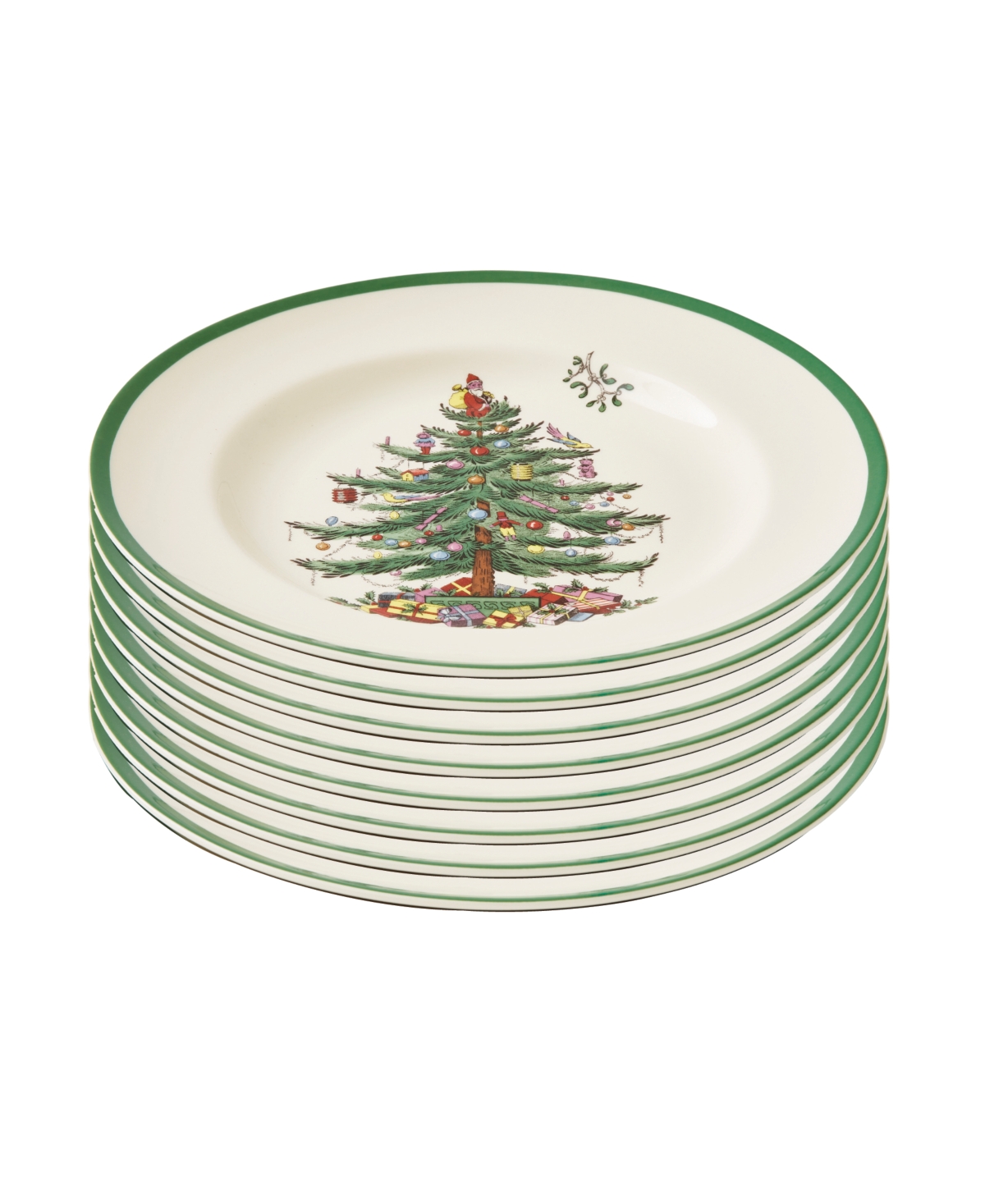 Christmas Tree Dinner Plate Set of 8 - Green