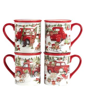Red Truck Snowman 16 Piece Dinnerware Set