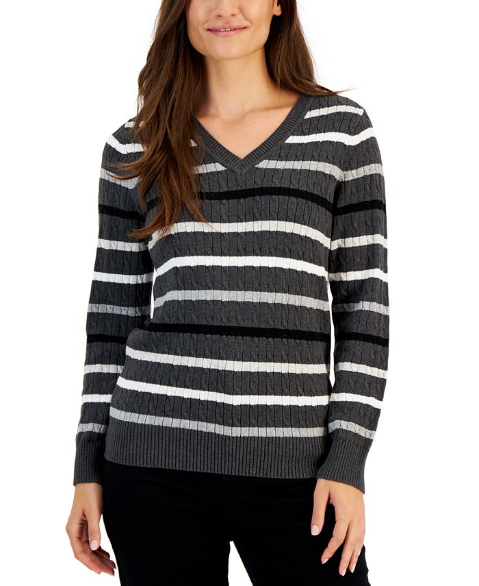 Karen Scott Women's Cotton Mixed-Stitch Sweater Ks Tea Rose Size Extra Large