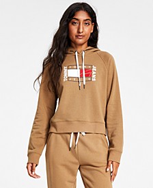 Women's Fleece Cropped Flag-Graphic Pullover Hoodie