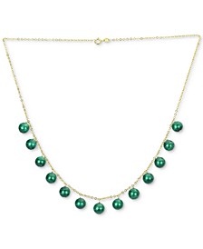 Onyx Bead Dangle 18" Statement Necklace in 14k Gold (Also in Malachite, Garnet, Rose Quartz, Lapis Lazuli, Jade, & Turquoise)