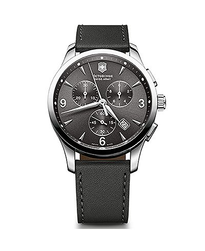 Victorinox Swiss Army Men's Chronograph Alliance Black Leather Strap Watch 42mm 241479
