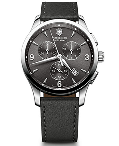 Victorinox Swiss Army Men's Chronograph Alliance Black Leather Strap Watch 42mm 241479
