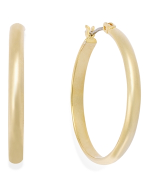 image of Charter Club Medium Gold-Tone Band Hoop Earrings, 1
