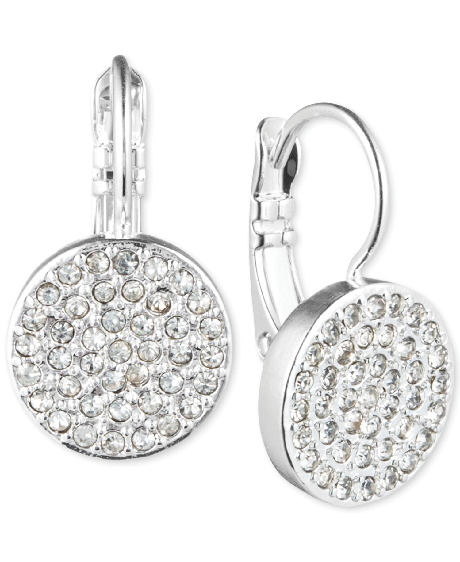 Crystal Pav&eacute; Disc Drop Earrings