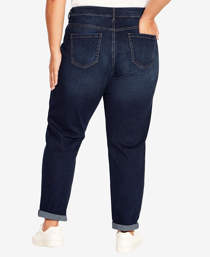 AVENUE Plus Size Girlfriend Rip Jeans - Macy's