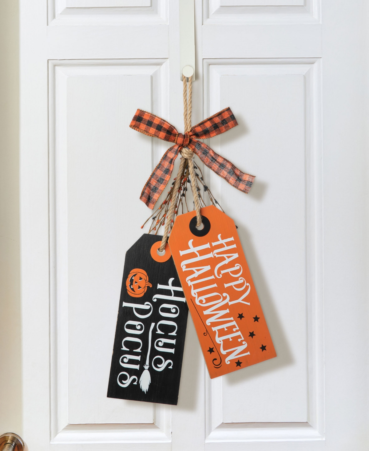 Glitzhome Halloween Wooden Doorknob Hanging Decor,