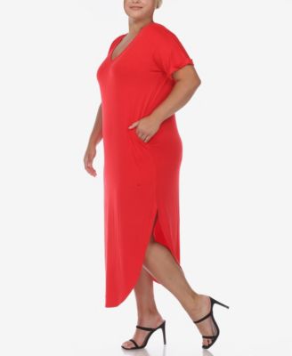 Plus Size Short Sleeve V-neck Maxi Dress