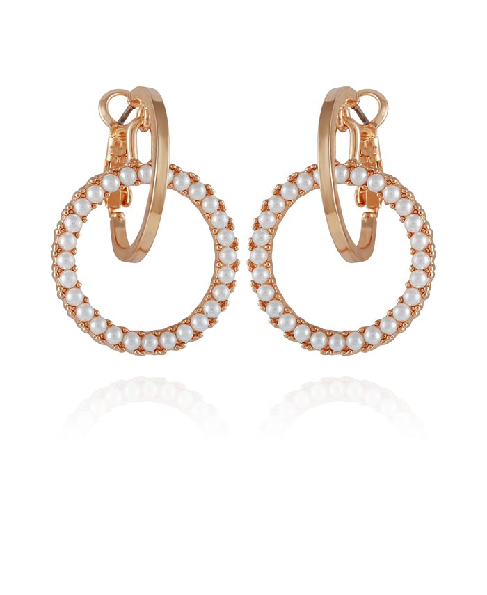 T Tahari Imitation Pearl Interlocking Hoop Earrings - Macy's
