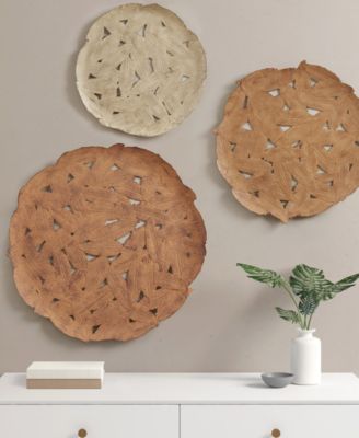 Rossi Feather Painted Round Wall Decor, 3 Piece