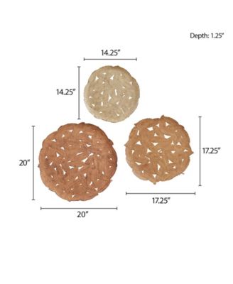 Rossi Feather Painted Round Wall Decor, 3 Piece