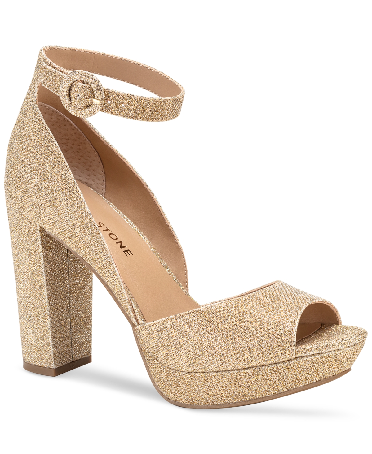 Sun + Stone Women's Reeta Block-heel Platform Sandals, Created For Macy's In Gold Glitter