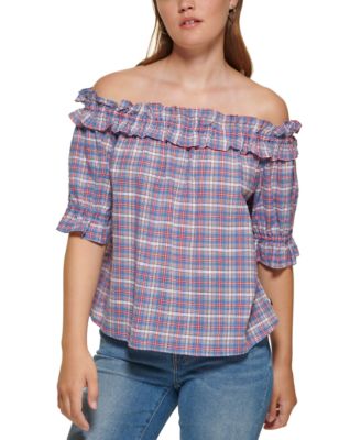 Tommy Hilfiger - Women's Plaid Off-The-Shoulder Top