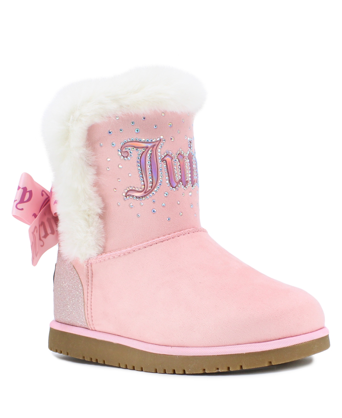JUICY COUTURE BIG GIRLS COZY FAUX FUR RHINESTONE BOOTS
