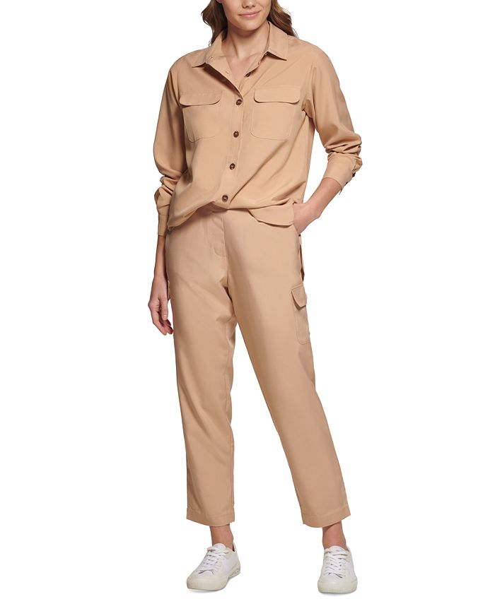 Calvin Klein Long Sleeve Oversized Button Down Shirt Macy's