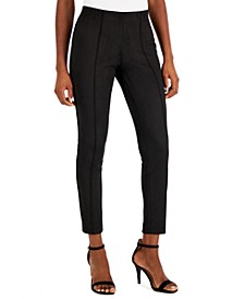 Petite Pull-On Scuba Faux-Suede Hollywood-Waist Ankle Pants