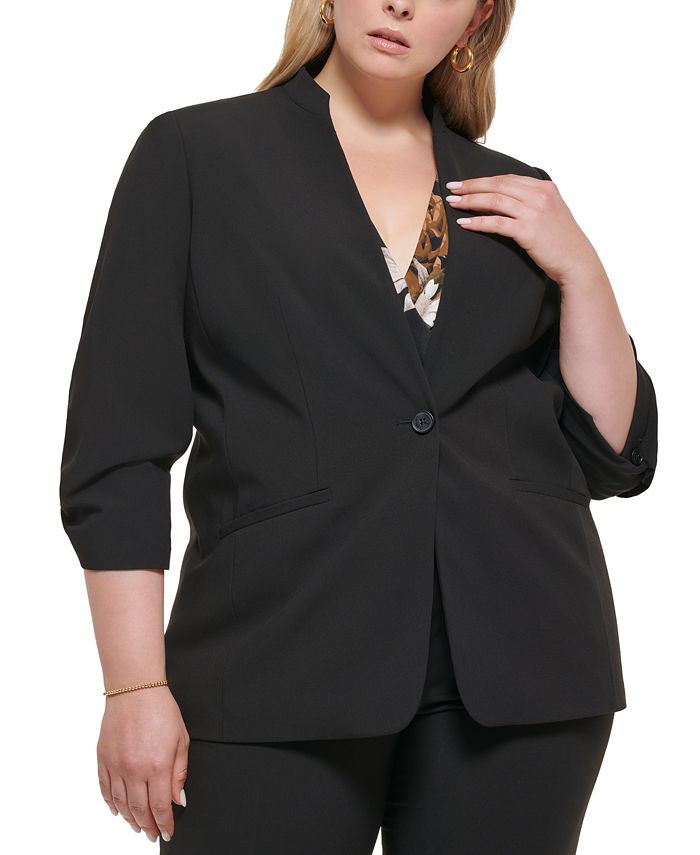 Calvin Klein Plus Size Ruched Sleeve Blazer Macy s