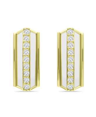 Cubic Zirconia Huggie Hoop Earrings, Sterling Silver or 18K Gold over Silver
