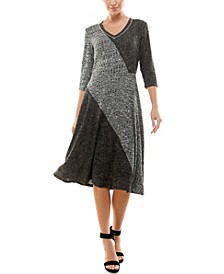 Women's Two Tone Ribbed A-line Dress