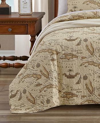 Tommy Bahama Home Bahama Map Reversible 3 Piece Quilt Set, King ...