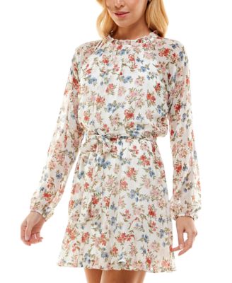 Trixxi Juniors' Printed Tie-Waist Dress - Macy's