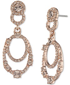 Rose Gold-Tone Crystal Oval Double Drop Earrings
