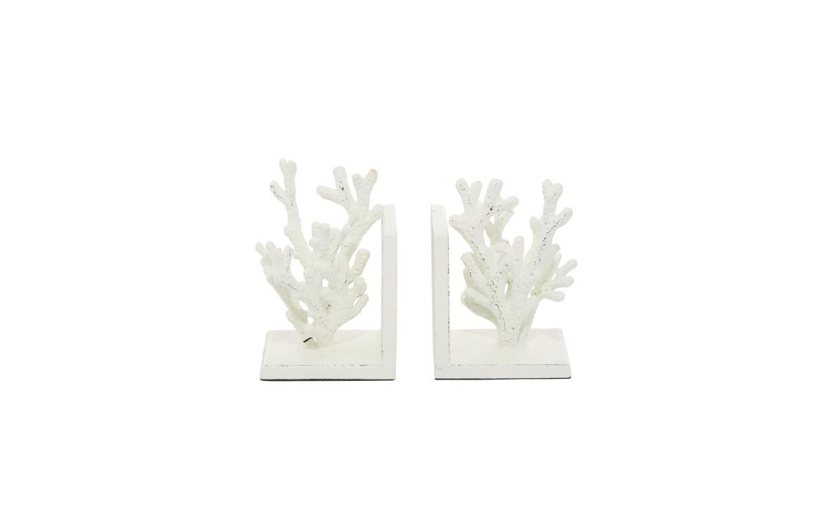 Rosemary Lane Metal Farmhouse Bookends, Set Of 2 In White