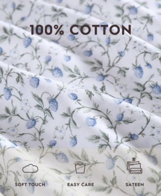 Laura Ashley Bramble Vine Cotton Sateen 4-Pc. Sheet Set, King
