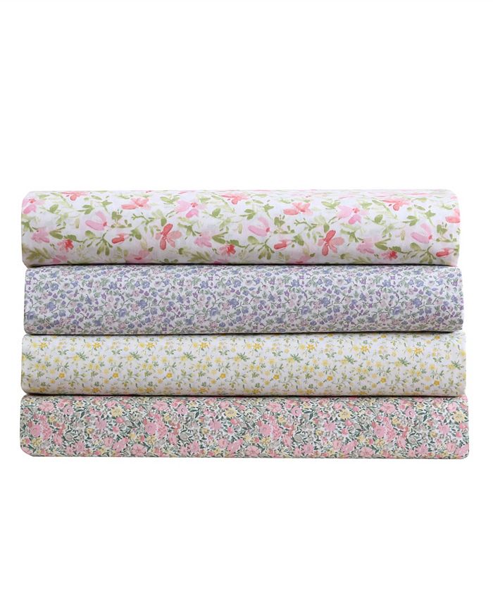 Laura Ashley Loveston Cotton Percale 4Pc. Sheet Set, King & Reviews