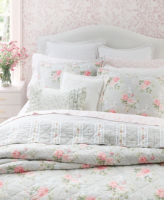 Laura Ashley Melany Cotton Reversible Quilt Set In White