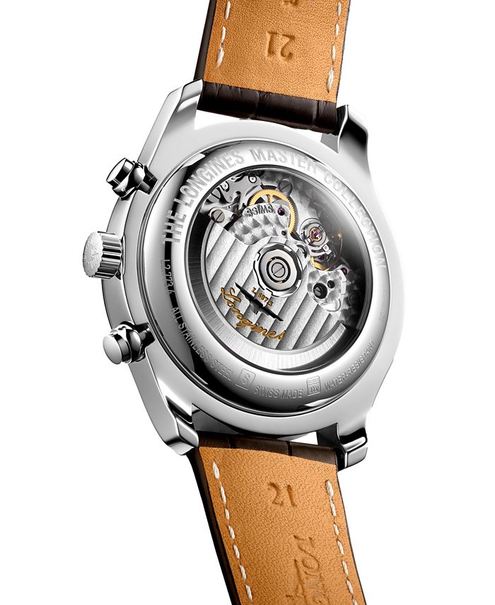 Longines Men's Swiss Automatic Chronograph Master Brown Leather Strap