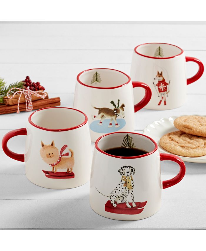 Tabletops Unlimited Furry Christmas Dog Mugs, Set of 4 Macy's