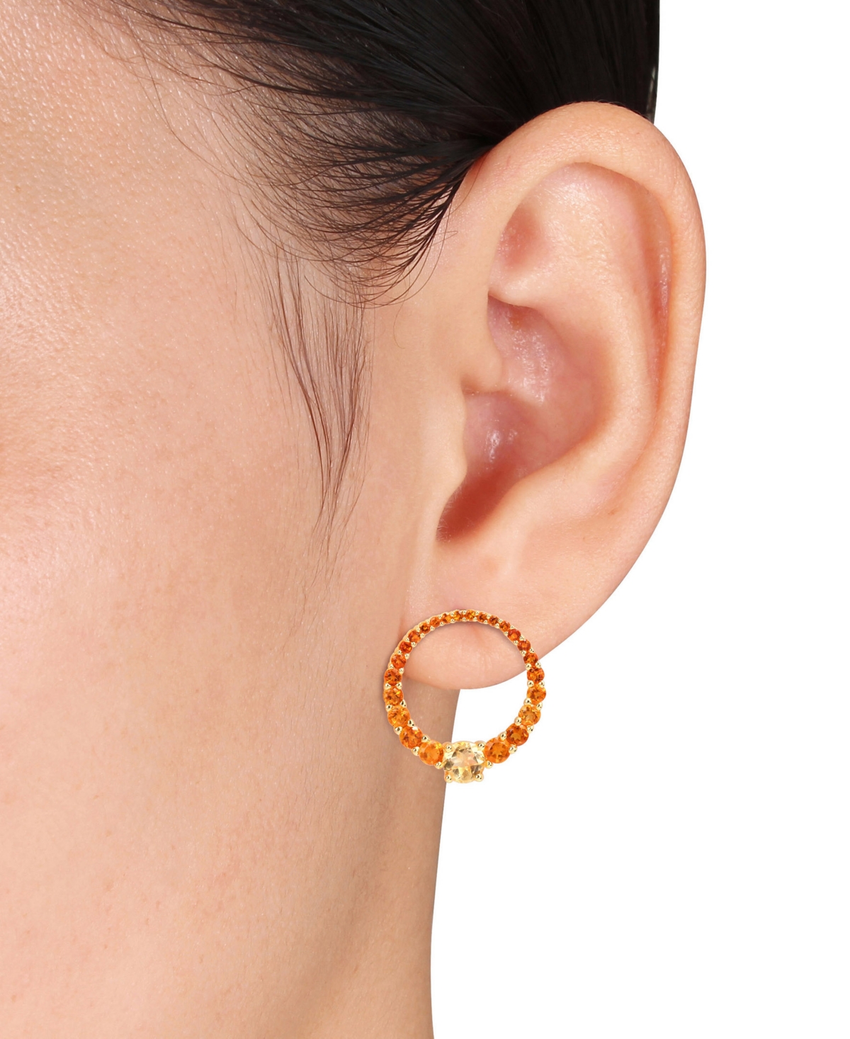 (2 4/5 ct. t.w.) Graduated Open Circle Hoop Earrings in 18k Gold Plated Sterling Silver - Citrine