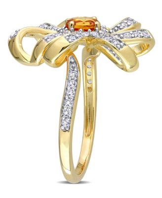 Citrine (2/5 ct. t.w.) and White Topaz (1/2 ct. t.w.) Flower Cocktail Ring in 18k Gold Plated Sterling Silver