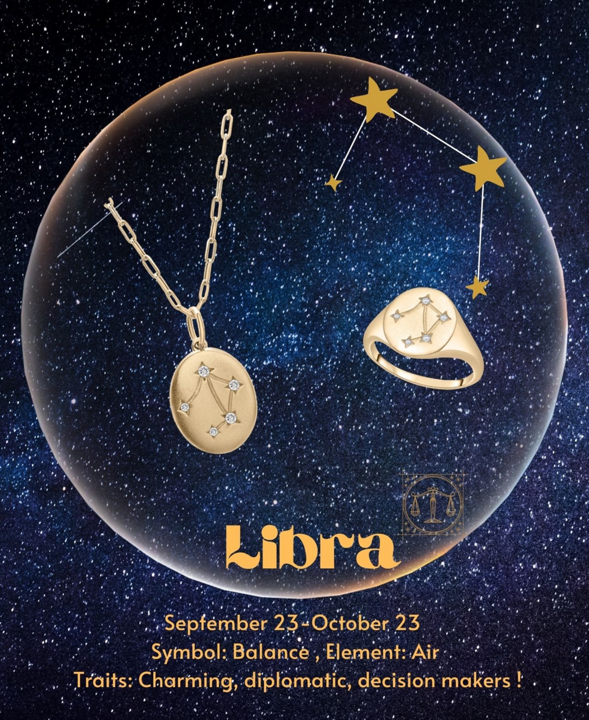 Wrapped Diamond Libra Constellation 18" Pendant Necklace (1/20 Ct. Tw) In 10k Yellow Gold, Created For Macy' In Libra