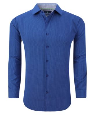 Men's Slim Fit Performance Long Sleeve Geometric Dress Shirt