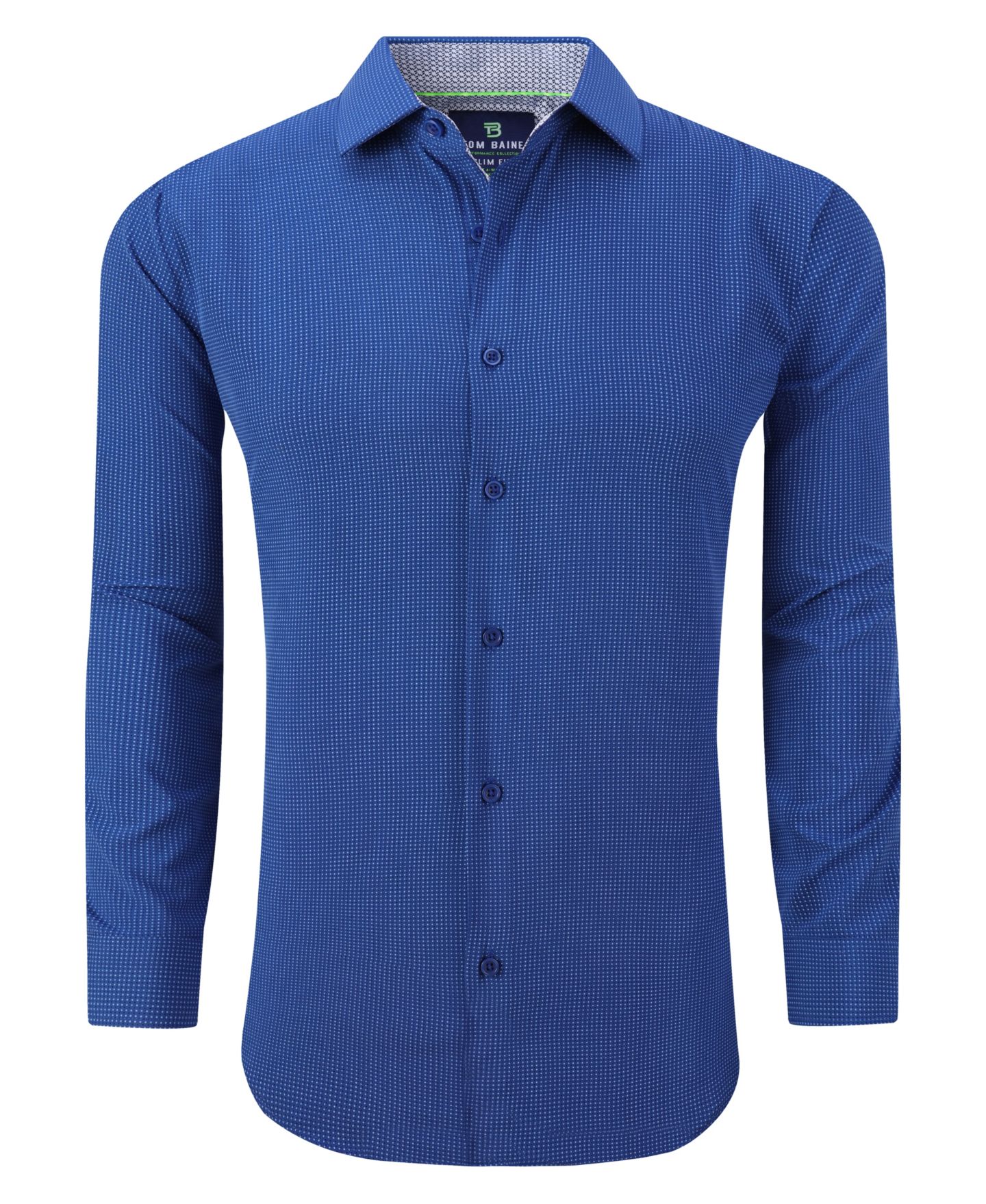 Мужская рубашка Tom Baine Slim Fit Performance Long Sleeve Geometric Dress Shirt, цвет: Тёмно-синий, вариант 1 — фото 2