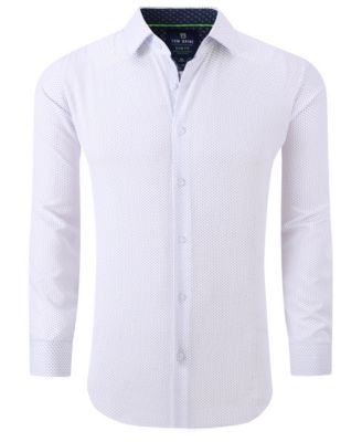 Men's Slim Fit Performance Long Sleeve Geometric Dress Shirt