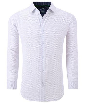 Giorgio Ebenni Long Sleeve Button Up Shirt White Texture Satin Cuff Size M
