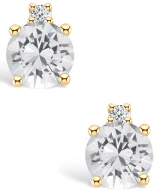 White Topaz (5/8 ct. t.w.) and Diamond Accent Stud Earrings in 14K Yellow Gold or 14k White Gold (Also in Pink Topaz)