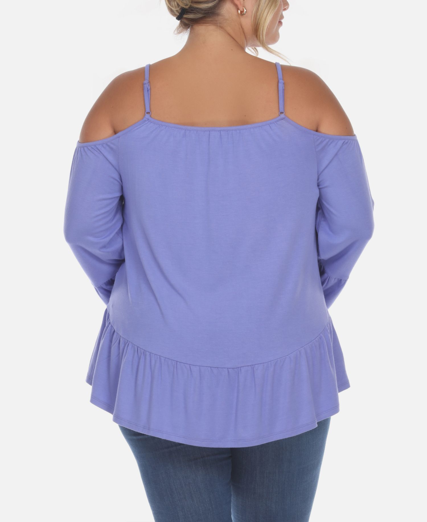 Plus Size Cold Shoulder Ruffle Sleeve Top