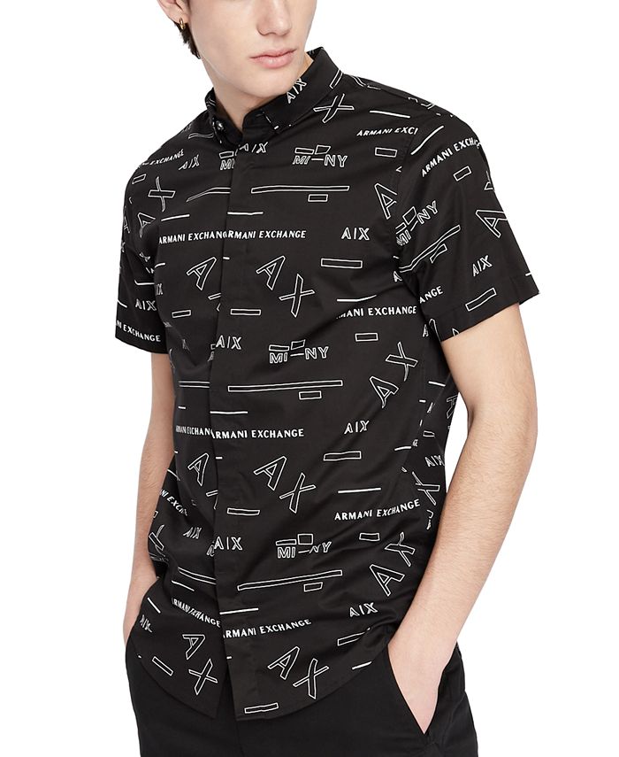 A|X Armani Exchange Men's Slim-Fit Allover Logo Button-Front Shirt &  Reviews - Casual Button-Down Shirts - Men - Macy's