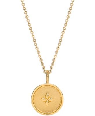Sarah Chloe - Flower Disc 18" Pendant Necklace in 14k Gold-Plated Sterling Silver