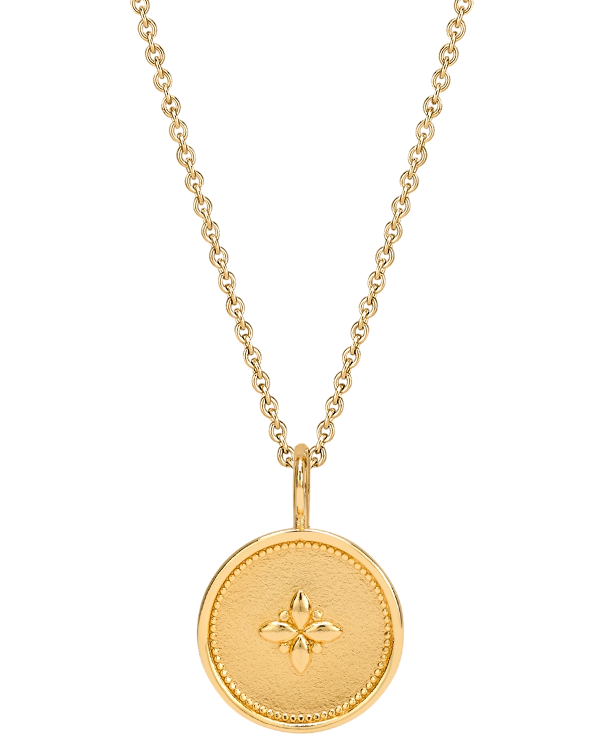 Shop Sarah Chloe Flower Disc 18" Pendant Necklace In 14k Gold-plated Sterling Silver In Gold Over Silver