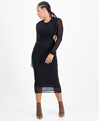 Bar III Women's Mesh-Overlay Side-Cutout Midi Dress, Created for Macy's &  Reviews - Dresses - Women - Macy's