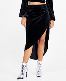 Women's Ruched Slit-Front Velvet Midi Skirt, Created for Macy's